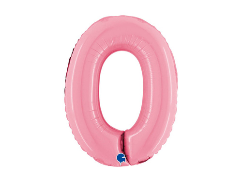 Balon foliowy cyfra 0 pastelowy różowy - 14" - 1 szt.