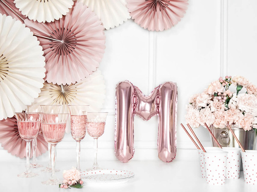 Foil balloon letter "M" pink and gold - 35 cm