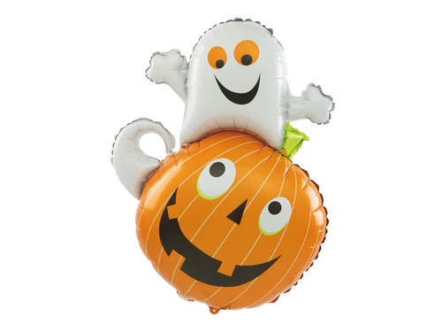 Pumpkin with Ghost Foil Balloon - 80 cm