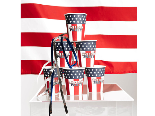 Kubeczki papierowe Flaga USA - 210 ml - 10 szt.
