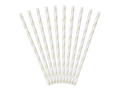 Paper tube straws golden flowers - 19,5 cm - 10 pcs.