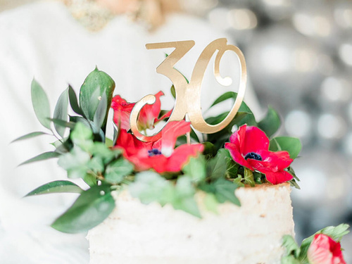 Cake topper for 30th birthday gold - 20,5 cm - 1 pcs.