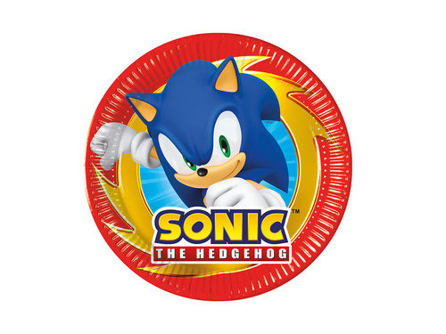 Talerzyki papierowe na urodziny Sonic - 20 cm - 8 szt.