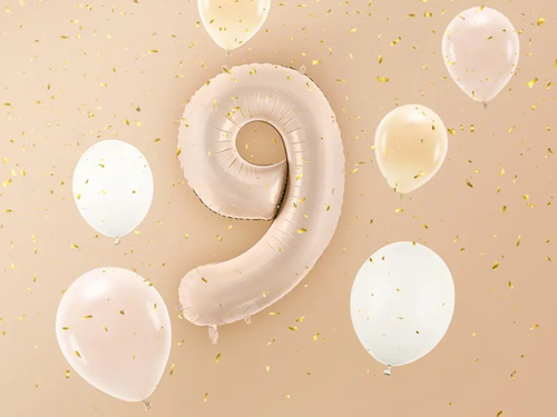 Number 9 Beige Foil Balloon - 72 cm - 1 pc