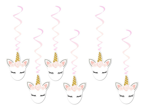 Unicorn birthday hanging decoration - 6 pcs.