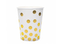 White paper cups with gold peas - 260 ml - 6 pcs.