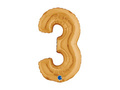 Balon foliowy cyfra 3 złoty - 14" - 1 szt.