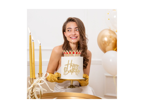 Korona na tort - 15 cm - złota z kryształkami - 1 szt.
