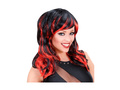 Czerwono-czarna pasemkowana falowana peruka