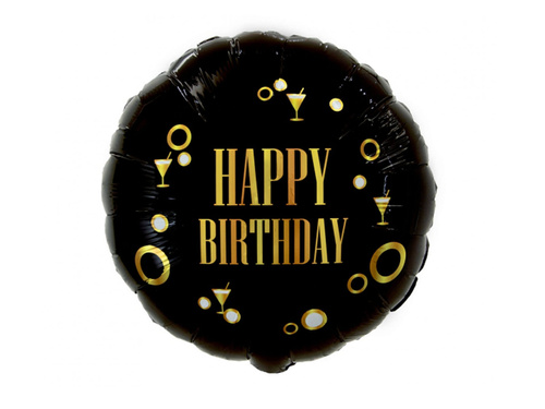 Foil balloon with gold inscription Happy Birthday - 46 cm - 1 pc.