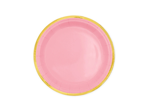 Pink plates with gold rim - 18 cm - 6 pcs.