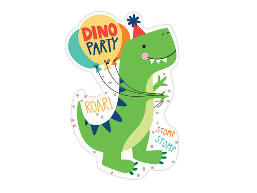 Birthday invitations with envelopes Dinosaurs - 8 pcs.