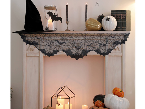 Serweta halloweenowa Nietoperze czarna - 50 x 200 cm - 1 szt.
