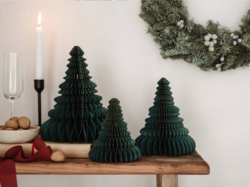 Paper bauble rosette Christmas tree bottle green - 15 cm - 1 pcs.