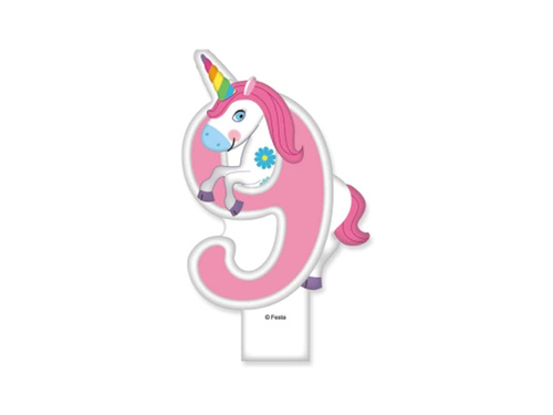 Unicorn candle no 9 - 1 pc