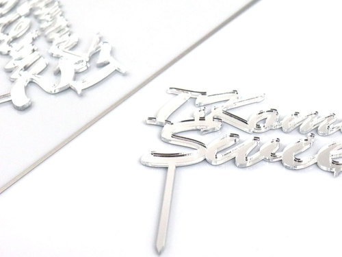 Mirror plexiglass silver cake topper 5 - 12 cm