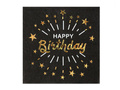 Serwetki urodzinowe Happy Birthday czarne - 33 cm - 10 szt.