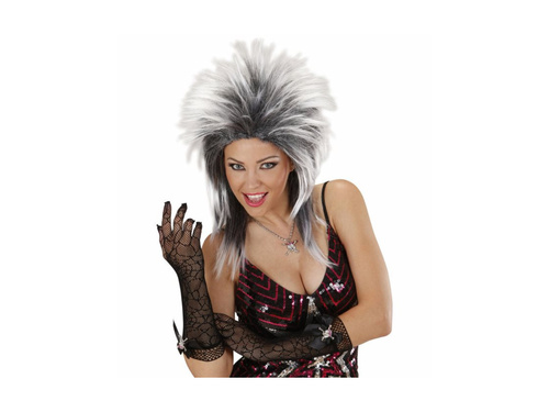 Rękawiczki z czaszką ze strassem i siateczką pająka - 33 cm