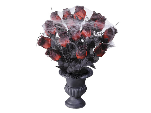 Vase with red Roses and spiderweb 35 cm