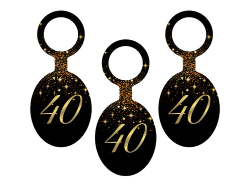 Sparkling vodka pendants for fortieth birthday - 8 pcs.