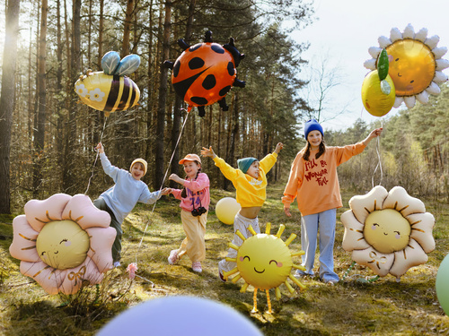 Balon chodzący Kwiatek -  różowy - 104 x 104 cm - 1 szt.