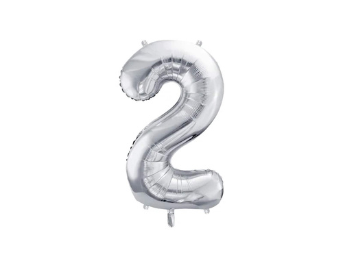 Number 2 silver Foil Balloon - 72 cm - 1 pc