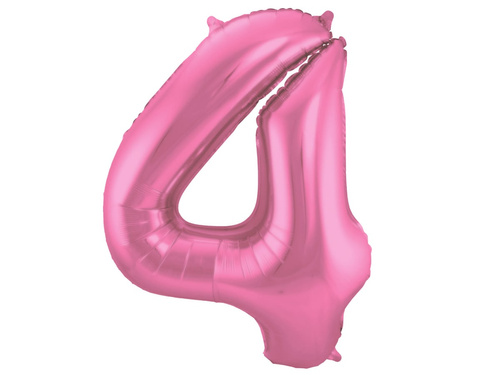 Number 4 Matte Pink Foil Balloon - 86 cm - 1 pc