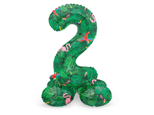 Balon foliowy stojący cyfra 2 Dżungla - 72 cm - 1 szt.