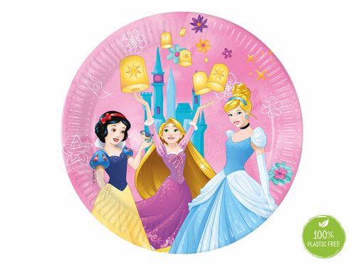 Talerzyki papierowe na urodziny Princess - Księżniczka - 23 cm - 8 szt.