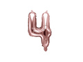 Foil balloon number 4 golden pink - 35 cm