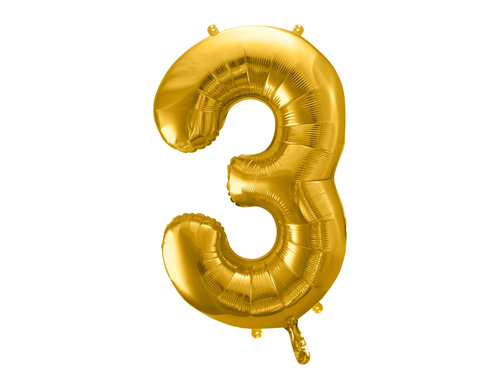 Foil balloon number 3 gold - 86 cm - 1 pc.