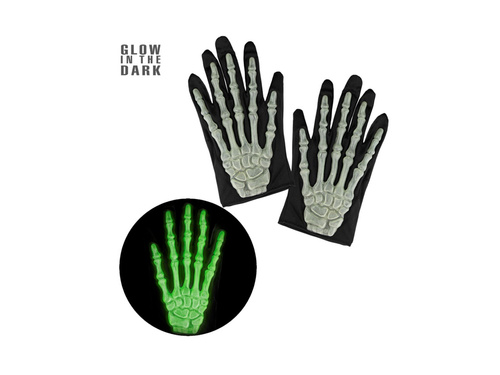 Świecące w ciemności 3D rękawiczki kościotrupa