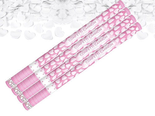 White hearts party cannon 80 cm, 4 pc