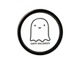Talerzyki papierowe na Halloween Wesoły Duszek - 18 cm - 6 szt.