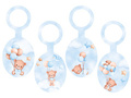 Bottle pendants blue Bears with balloons - 8 pcs.