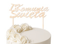 Wooden cake topper IHS First Holy Communion - 1 pc.
