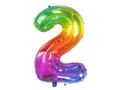 Balon foliowy cyfra 2 tęczowy - 86 cm - 1 szt.
