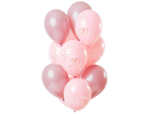 Set of Happy 30th balloons pink - 30 cm - 12 pcs.