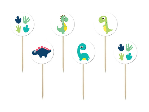 Cake pickers Merry Dinosaurs - 6 pcs.