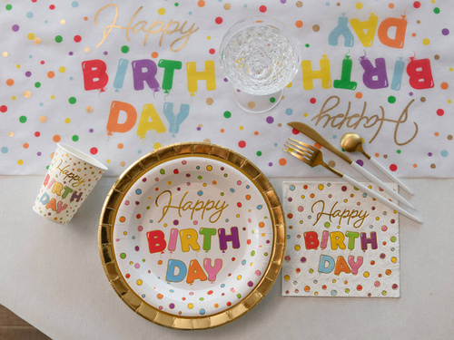 Kubeczki papierowe na urodziny Happy Birthday - 270 ml - 10 szt.