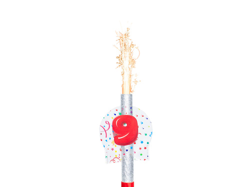 Cake fountain silver number 9 - 12 cm - 1 pc