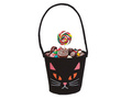 BLACK FELT CANDY BUCKET CAT 13X10 CM