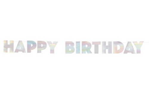 Baner Happy Birthday opalizujący - 220 cm - 1 szt.