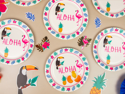 Talerzyki papierowe Aloha Party - 18 cm - 6 szt.