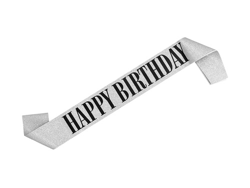 Silver Sash Happy Birthday - 1 szt.