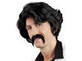 Czarna peruka z wąsem - 1 szt.