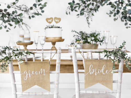 Bride Groom jute chair hangers - jute