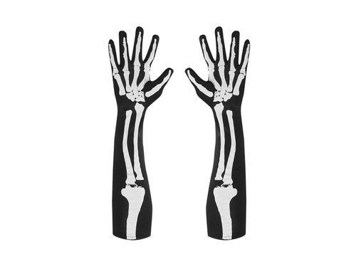 Rękawiczki kościotrupa 50 cm - nadruk z przodu i z tyłu