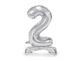 Foil balloon standing number 2 silver - 70 cm