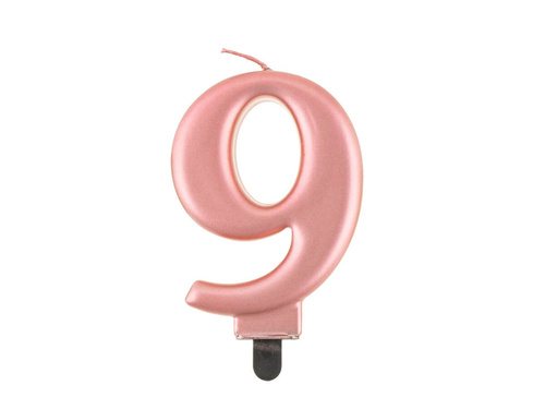 Metallic number candle rose gold - 9 - nine